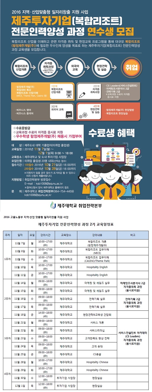 람정제주개발(주) 채용 인력양성 과정 교육생 모집